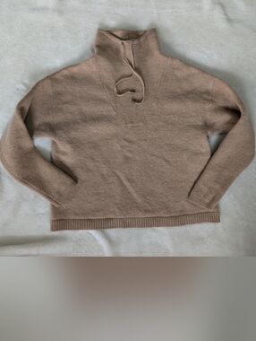 100% Merino Wool Max Studio Taupe Cowl Neck Sweater